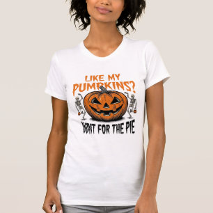 Grappige Pompoen Skelet Halloween Taart Shirt_1 T-shirt