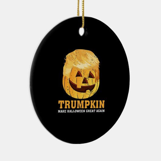 Grappige pompoen Trumpkin Halloween Keramisch Ornament (Rechts)
