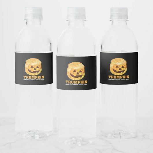 Grappige pompoen Trumpkin Halloween Waterfles Etiket (Flessen)