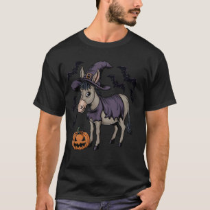 Grappige pompoen vleermuis heks kostuum ezel Hallo T-shirt