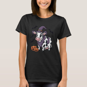 Grappige Pompoen Vleermuis Heks Kostuum Koe Hallow T-shirt