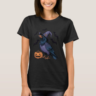 Grappige pompoen vleermuis heks kostuum Raven Bird T-shirt