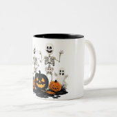 Grappige pompoenen Halloween Skeleton Mok | grieze (Voorkant rechts)