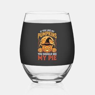 Grappige Pompoenen Halloween Taart Ontwerp_1 Wijnglas Zonder Voet
