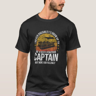 Grappige Ponton Kapitein Varende Pontonboot Eigena T-shirt
