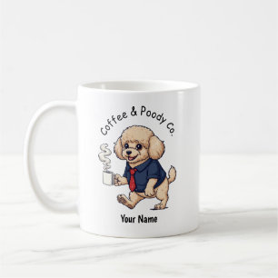 Grappige Poodle Miniatuur Hond Zakelijke Pak Koffi Koffiemok