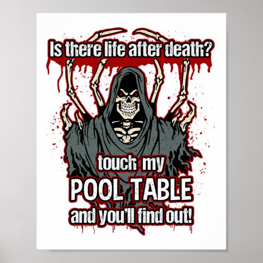 Grappige Pool Speler Grim Reaper Poster (Voorkant)