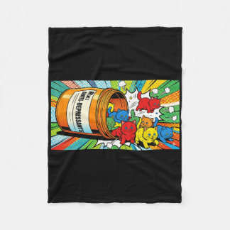 Grappige Pop Art Gemorste Pillendoosje Kittens Fleece Deken