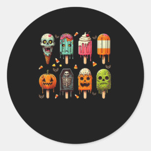Grappige Popsicle Zomer Horror Halloween Ice Cream Ronde Sticker