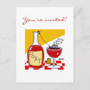 Grappige Port Wine Tasting Party Bon Voyage Uitnod Uitnodiging Briefkaart