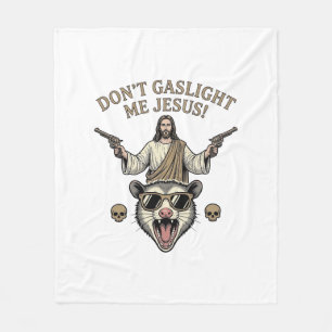 Grappige Possum Jezus Vintage Gravure Shirt Ontwer Fleece Deken