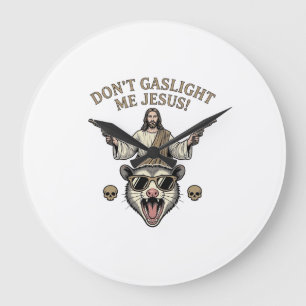 Grappige Possum Jezus Vintage Gravure Shirt Ontwer Grote Klok