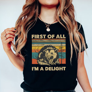 Grappige Possum Retro Bos; “Ik ben een genot” Zome T-shirt
