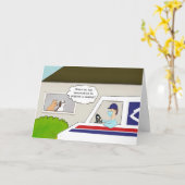 Grappige postbode bedankt essentiële werknemer kaart (Gele Bloem)