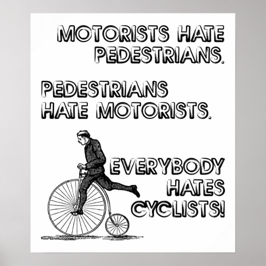 Grappige Poster Fietsers Hatend (Voorkant)
