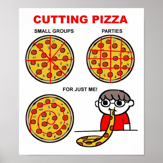 Grappige Poster Snijden Pizza (Voorkant)