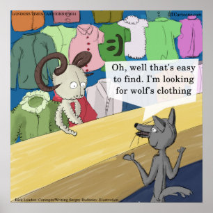 Grappige Poster Van Wolf In Wolfskleren