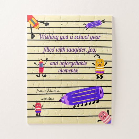 Grappige potloden en rubbers legpuzzel (Verticaal)