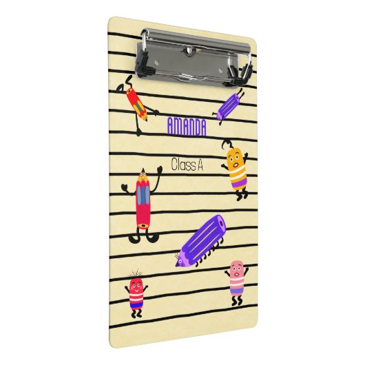 Grappige potloden en rubbers mini klembord (Schuin)