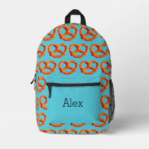 Grappige Pretzels Snacks Bruine Teal Print Knip Na Bedrukte Rugzak