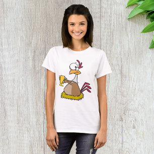 Grappige Prijs Kip Houdt Gouden Trofee T-shirt
