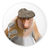 Grappige Proboscis Aap Golfer Keramische Knop (Voorkant)