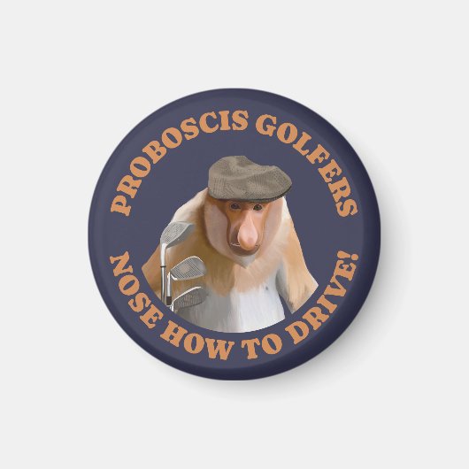 Grappige Proboscis Monkey Golf Liefhebbers Magneet (Voorkant)