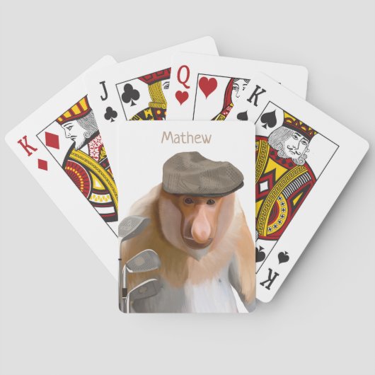 Grappige Proboscis Monkey Golf Liefhebbers Pokerkaarten (Achterkant)