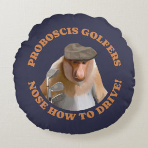 Grappige Proboscis Monkey Golf Liefhebbers Rond Kussen