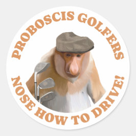Grappige Proboscis Monkey Golf Liefhebbers Ronde Sticker