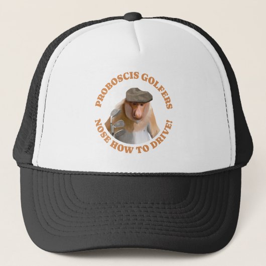 Grappige Proboscis Monkey Golf Liefhebbers Trucker Pet (Voorkant)