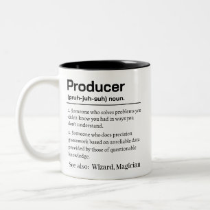 Grappige producent definitie tweekleurige koffiemok