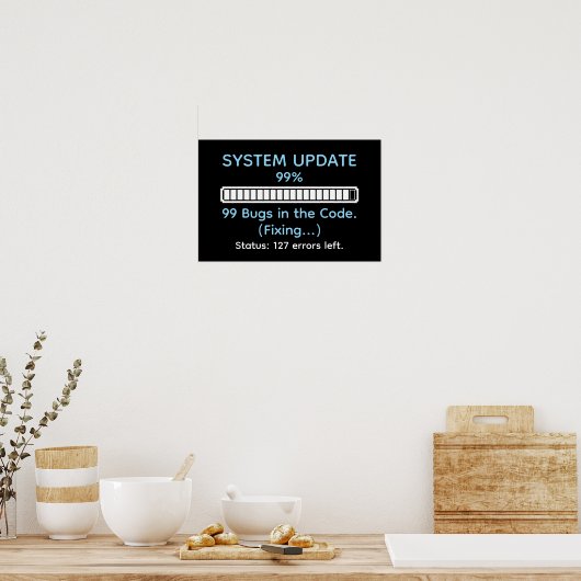 Grappige programmeur die codeert poster (Keuken)