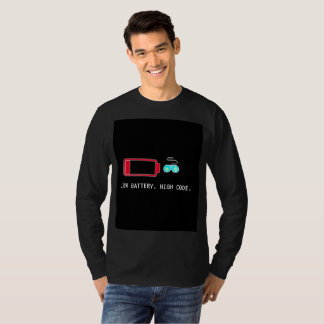Grappige programmeur Lage Batterij Hoge Code Lange T-shirt