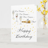 Grappige Prosecco Countdown Verjaardag Kaart (Gele Bloem)