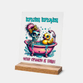 Grappige prullenbak mening skelet acryl bord (Hoek)