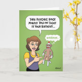 Grappige Psychic Sock Monkey Kaart (Gele Bloem)