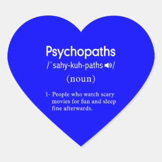 Grappige psychopaten definitie blauw hart sticker