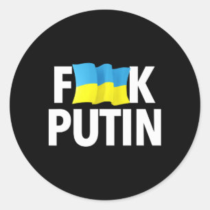 Grappige Puck Futin - Oekraïense Vlag Ronde Sticker