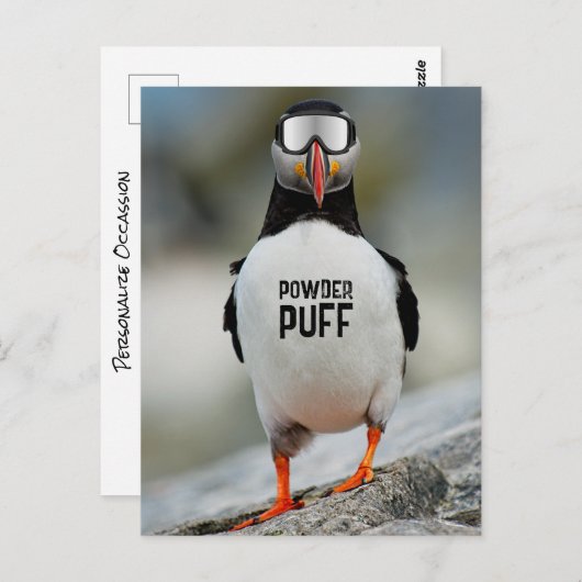 Grappige Puffin Downhill Skipoeder Puff Ski Trip Briefkaart (Voorkant / Achterkant)