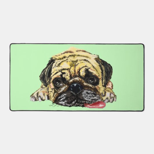 Grappige Pug Dog Custom Kleuren Bureaumat (Voorkant)