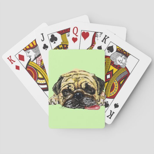 Grappige Pug Dog speelkaarten (Achterkant)