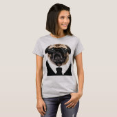 Grappige Pug Dogs in het zwart T-shirt (Voorkant volledig)