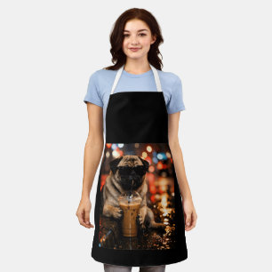 Grappige Pug Drinkt IJskoude Koffie Cadeau voor Ho Schort