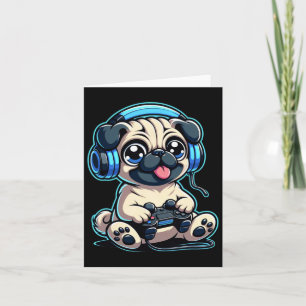 Grappige Pug Gamer Hond Gaming Pug Pugs Video Game Kaart