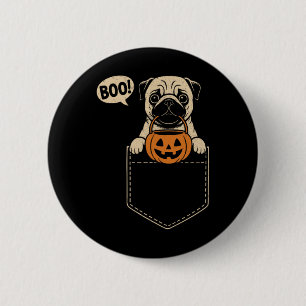 Grappige Pug Halloween Schattigee Pug Dog Pocket B Ronde Button 5,7 Cm