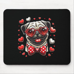 Grappige Pug Hart Hoofd Valentijnsdag Pug Dames He Muismat