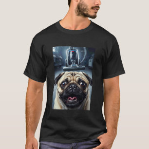 Grappige Pug-hond Selfie met Stofzuiger Jacht Meme T-shirt