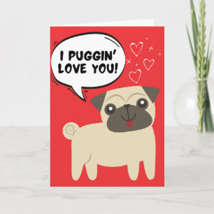 Grappige Pug Hond Valentijnskaart Kaart