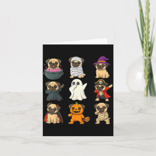 Grappige Pug-ras huisdier Halloween pompoenen Hall Kaart